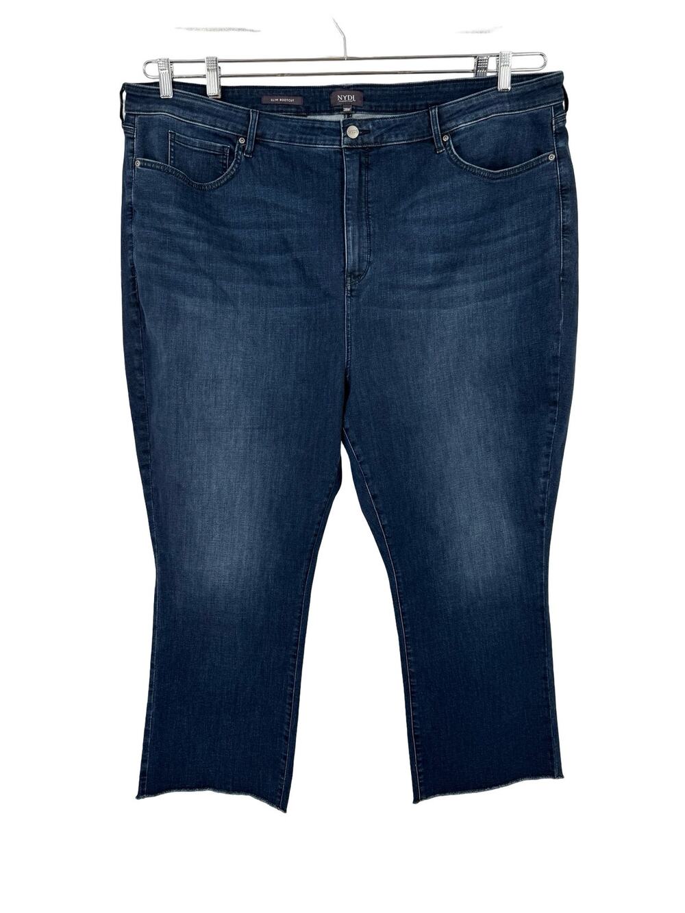 NYDJ Jeans High-Rise Slim Bootcut Ankle W/Fray blue size 28W
